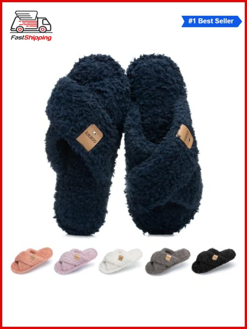 ✨ Fuzzy Open Toe Slippers Faux Fur Memory Foam House Shoes Indoor Outdoor